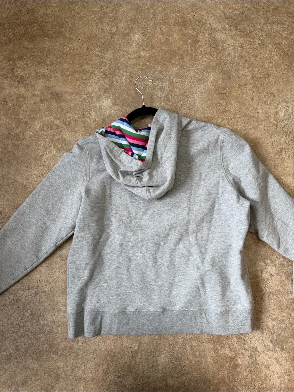 GAP Gray Hoodie with Colorful Striped Hood Lining